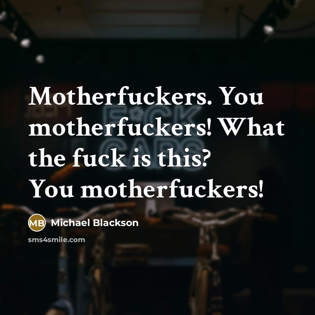“Motherfuckers. You motherfuckers! What the fuck is this? You motherfuckers!” quote by Michael Blackson