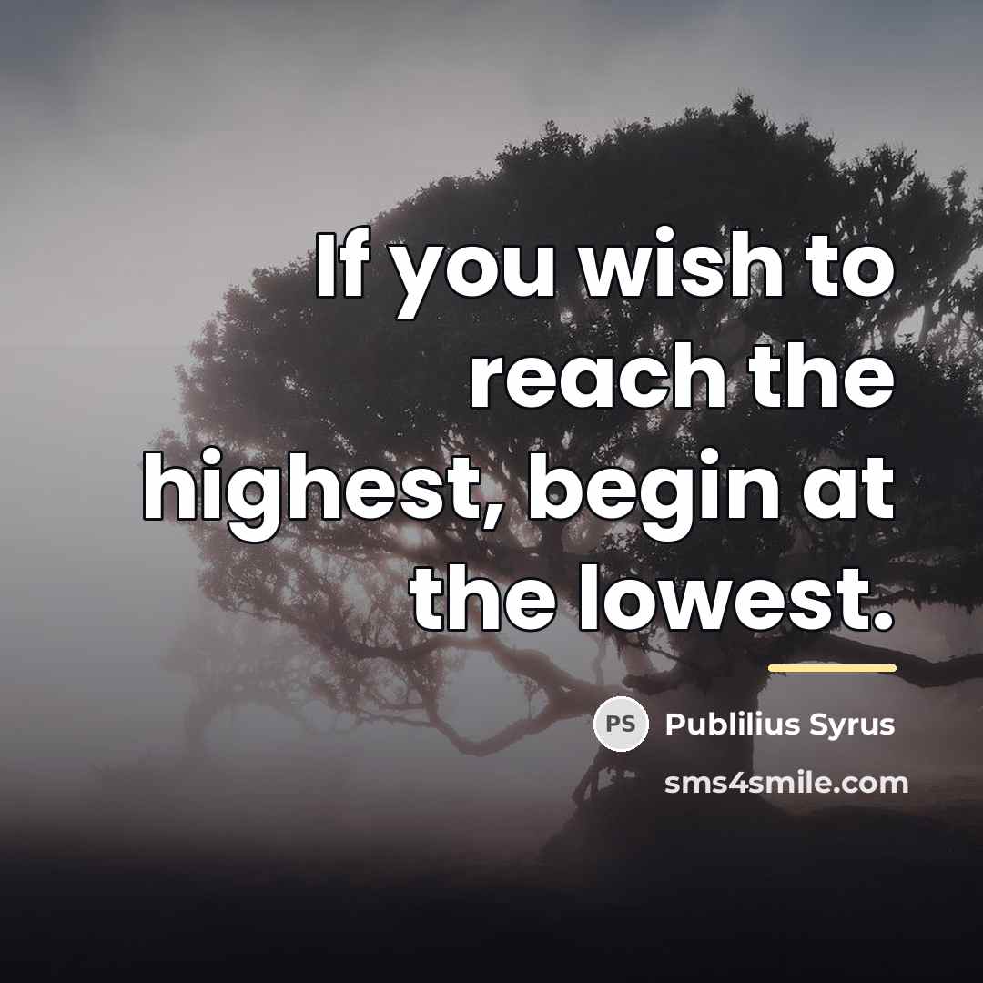 “If you wish to reach the highest, begin at the…” quote by Publilius Syrus