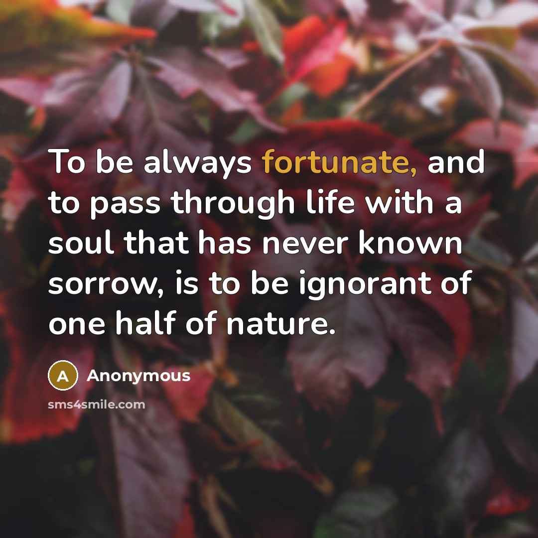 “To be always fortunate, and to pass through life with…” quote by Anonymous