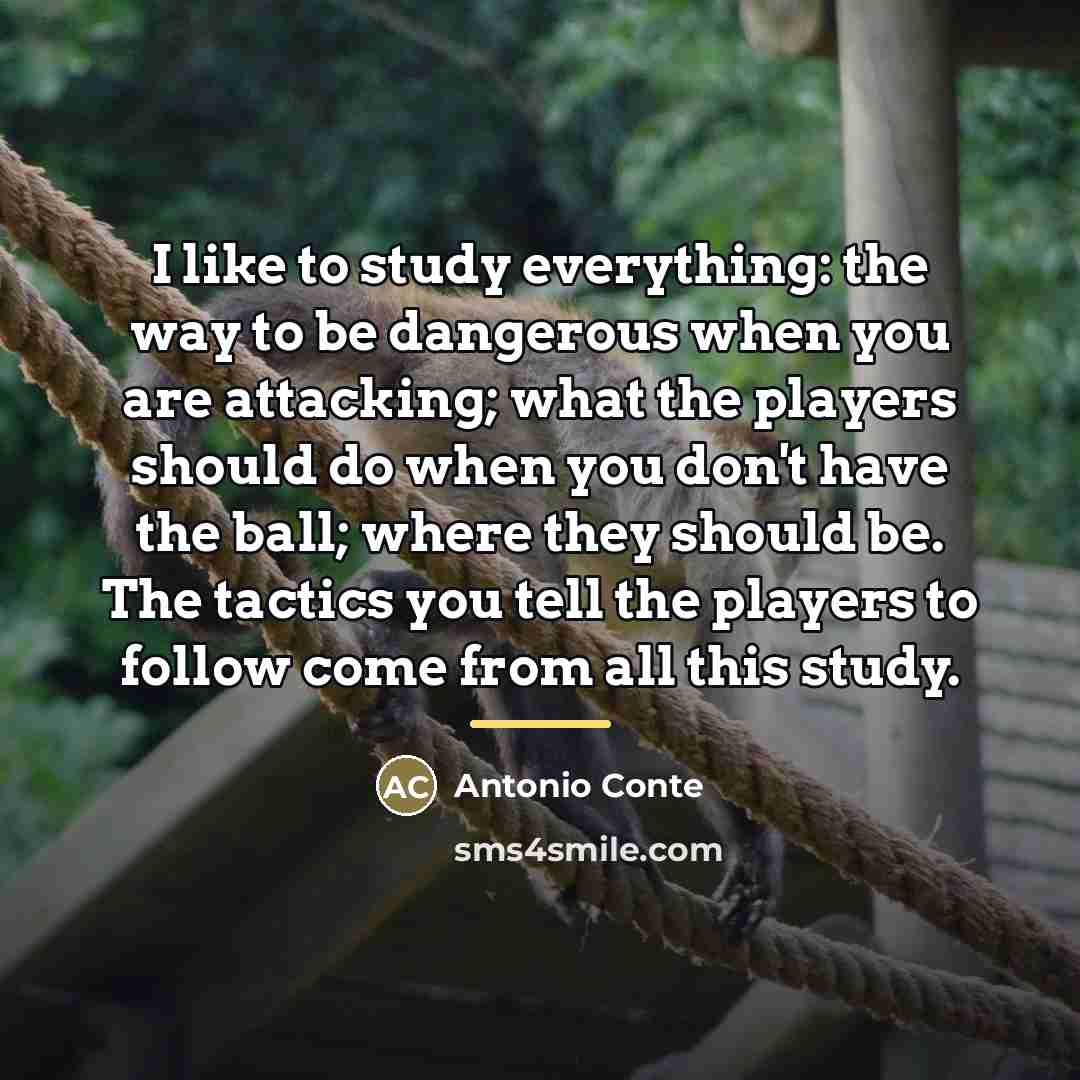 “I like to study everything: the way to be dangerous…” quote by Antonio Conte