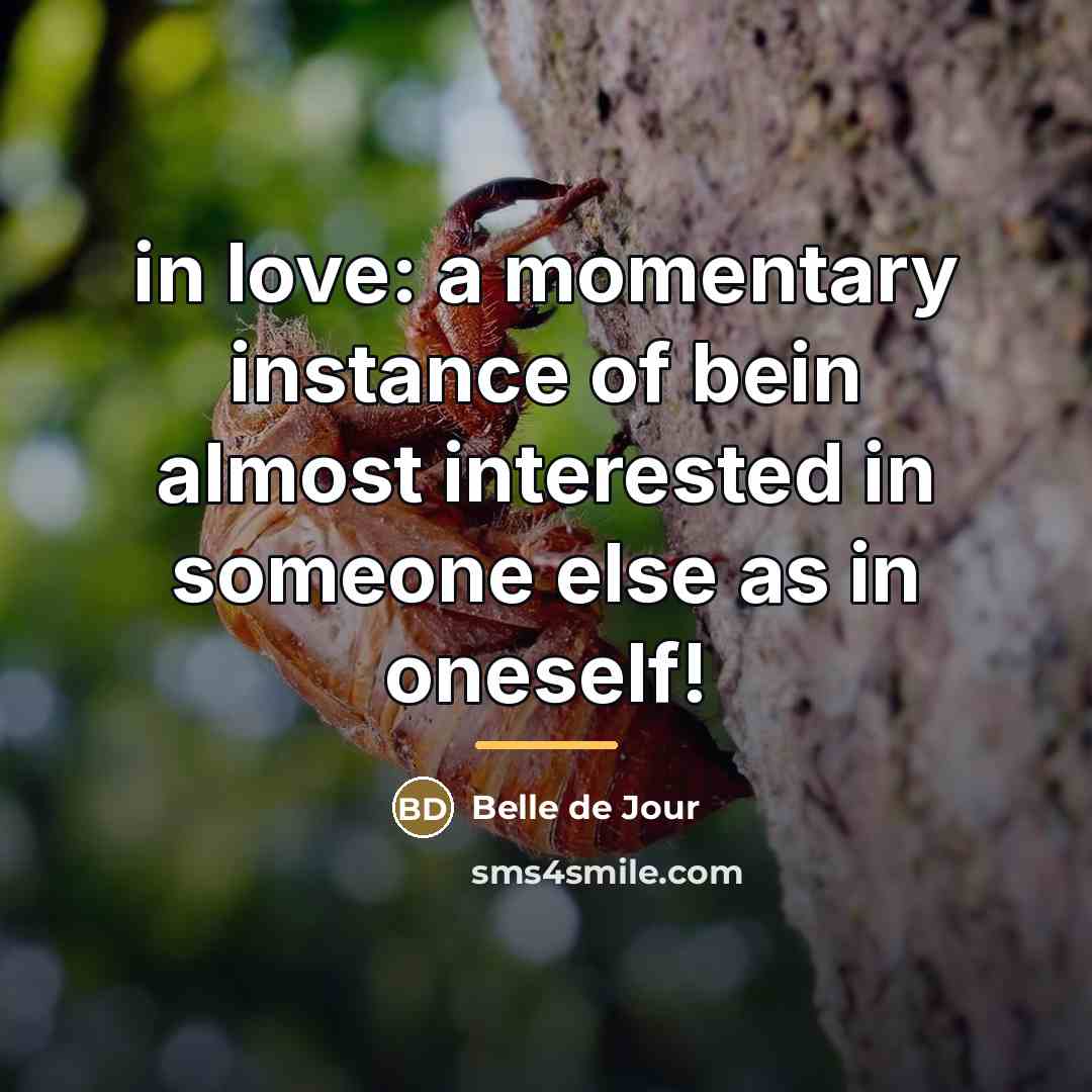 “in love: a momentary instance of bein almost interested in…” quote by Belle de Jour