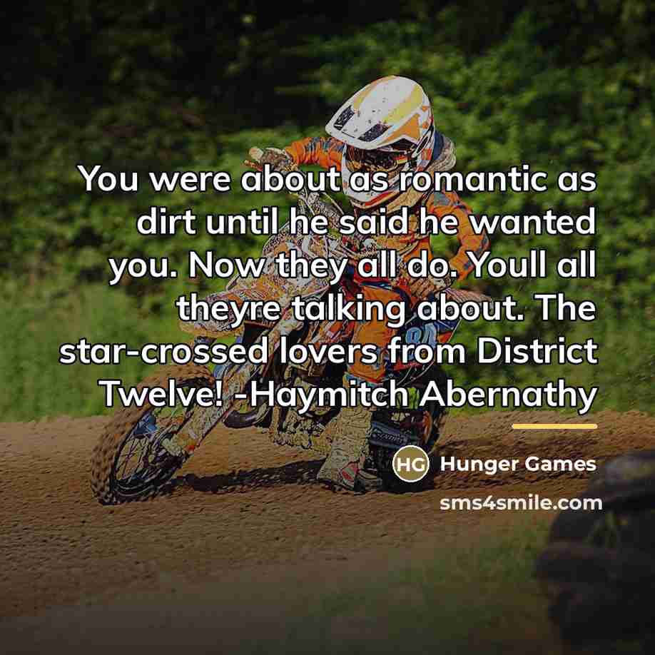 “You were about as romantic as dirt until he said…” quote by Hunger Games