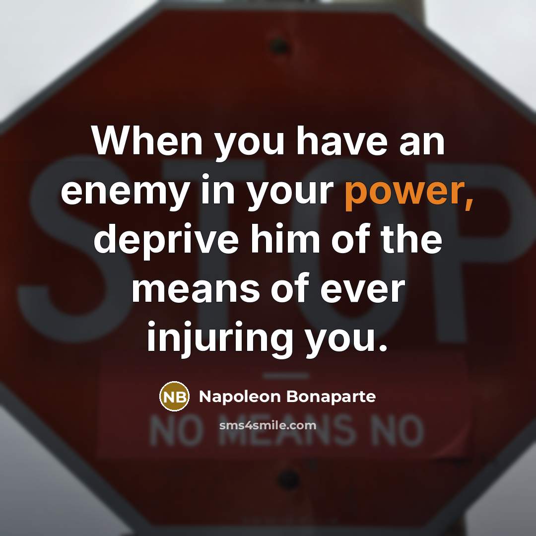 “When you have an enemy in your power, deprive him…” quote by Napoleon Bonaparte