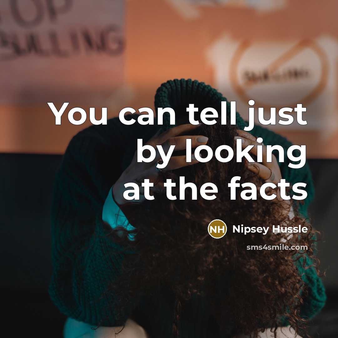 “You can tell just by looking at the facts” quote by Nipsey Hussle