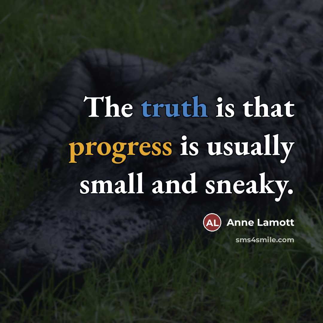 “The truth is that progress is usually small and sneaky.…” quote by Anne Lamott