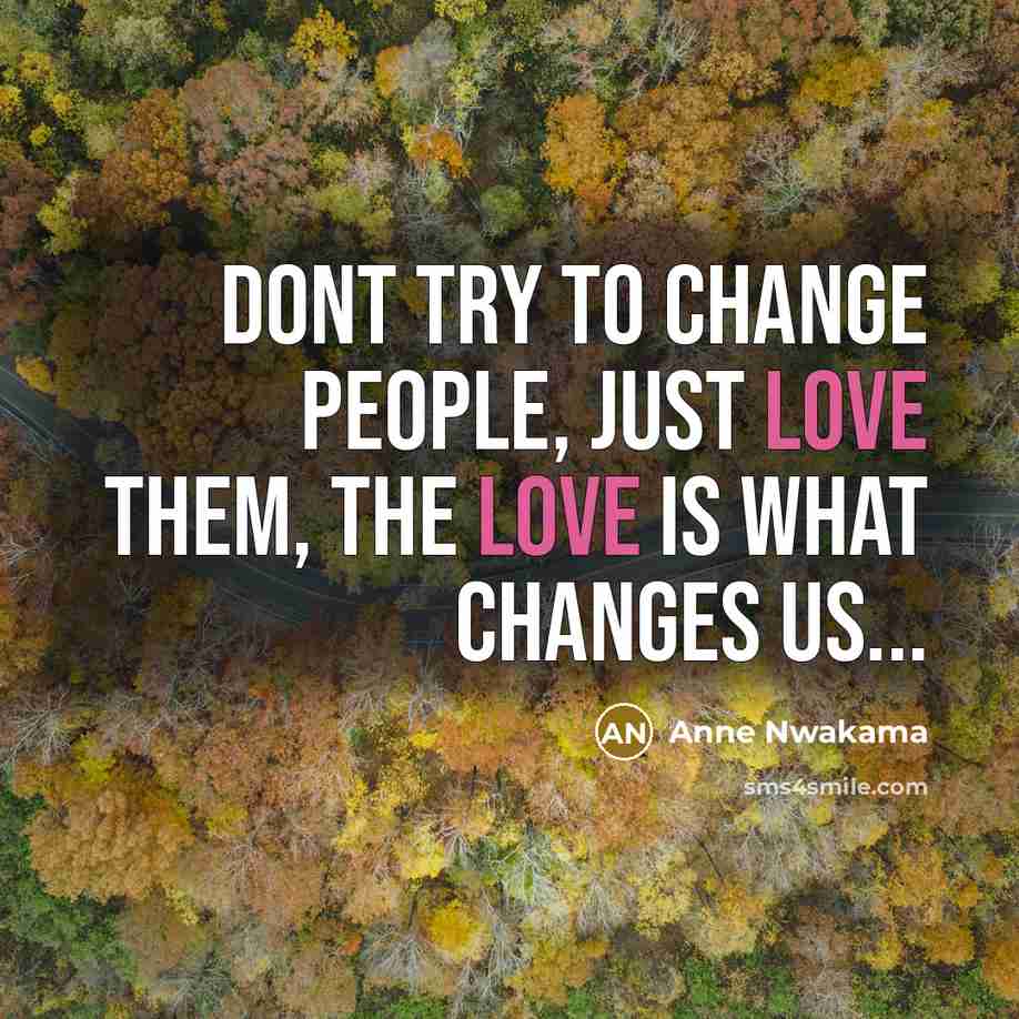 “Dont try to change people, just love them, the love…” quote by Anne Nwakama