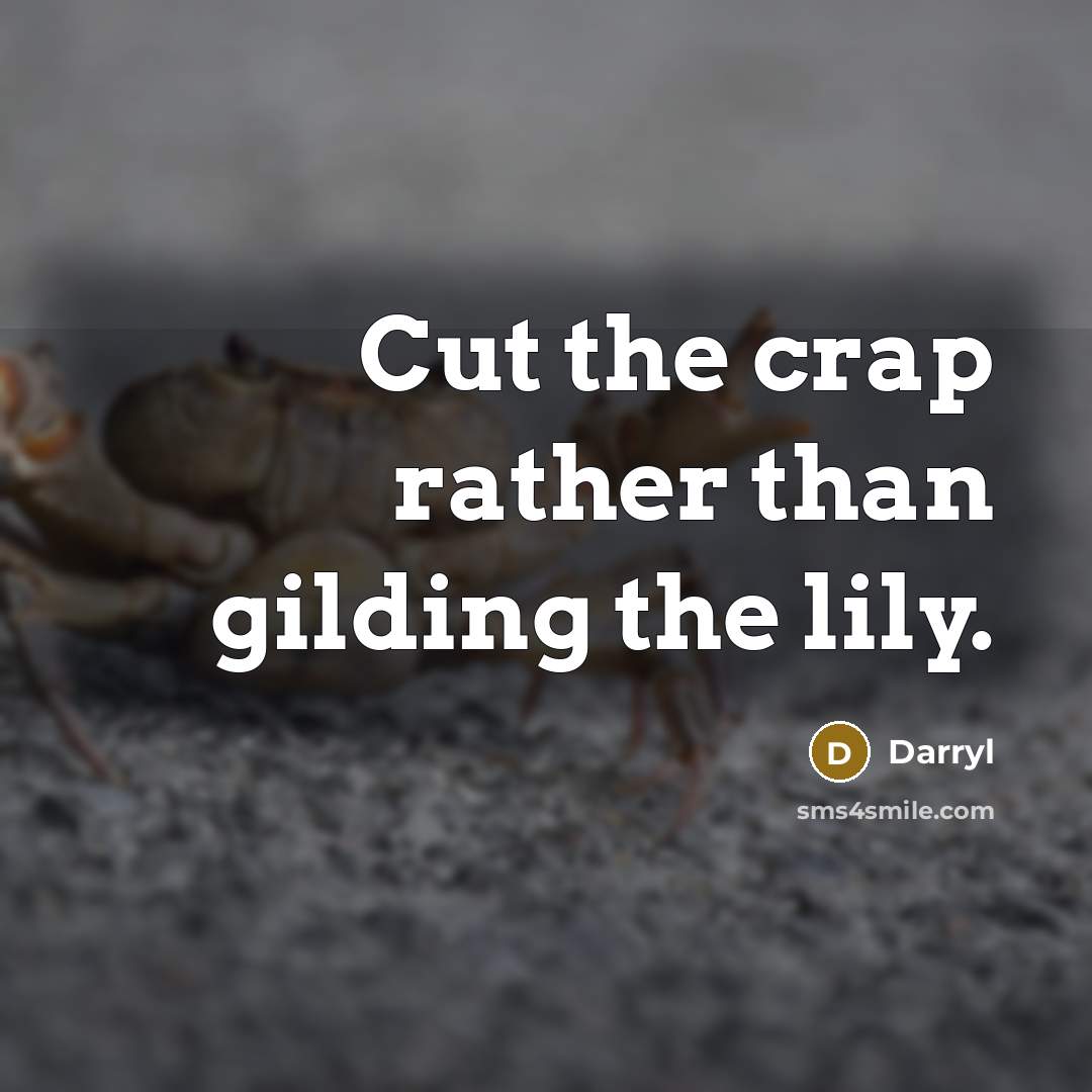 “Cut the crap rather than gilding the lily.…” quote by Darryl