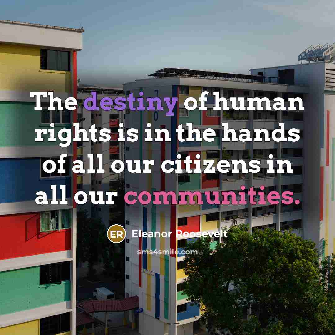“The destiny of human rights is in the hands of…” quote by Eleanor Roosevelt