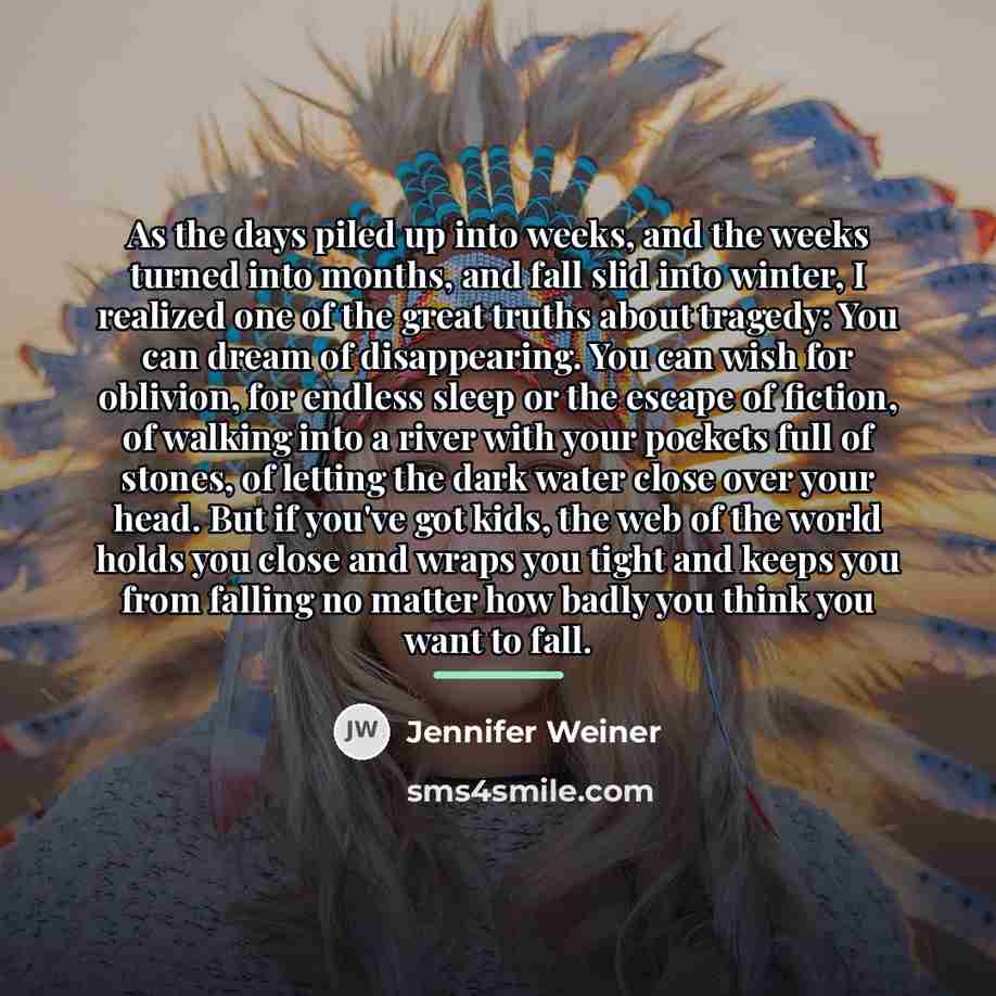 “As the days piled up into weeks, and the weeks…” quote by Jennifer Weiner