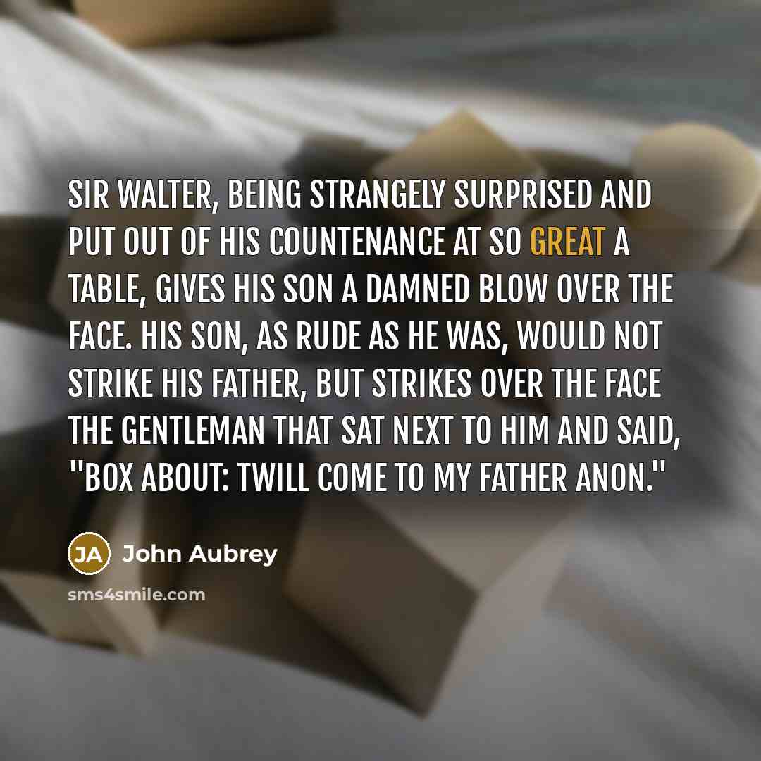 “Sir Walter, being strangely surprised and put out of his…” quote by John Aubrey