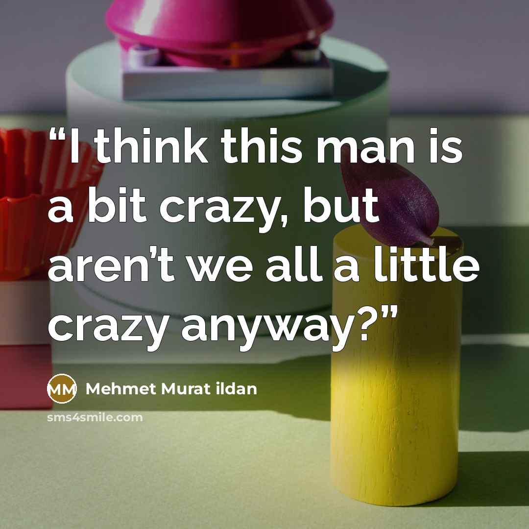 “I think this man is a bit crazy, but aren’t we all a little crazy anyway?” quote by Mehmet Murat ildan