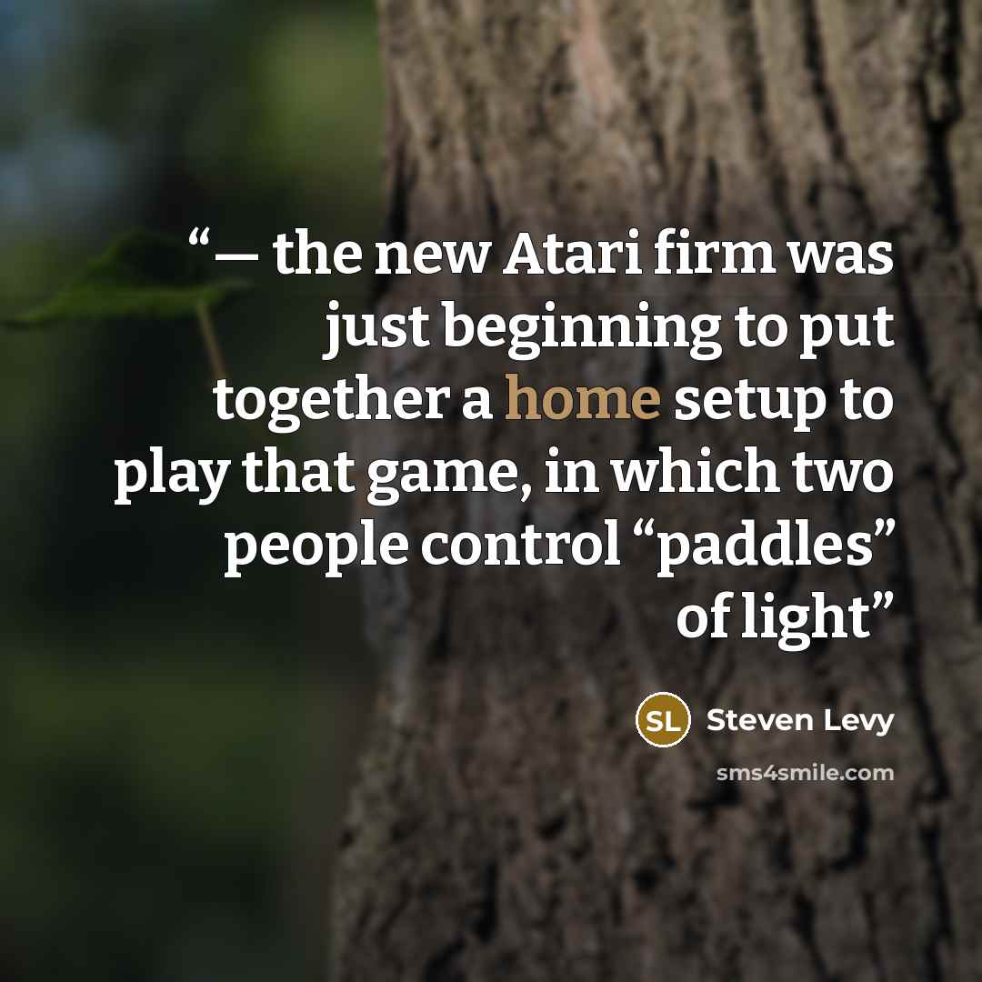 “— the new Atari firm was just beginning to put together a home setup to play that game, in which two people control “paddles” of light” quote by Steven Levy