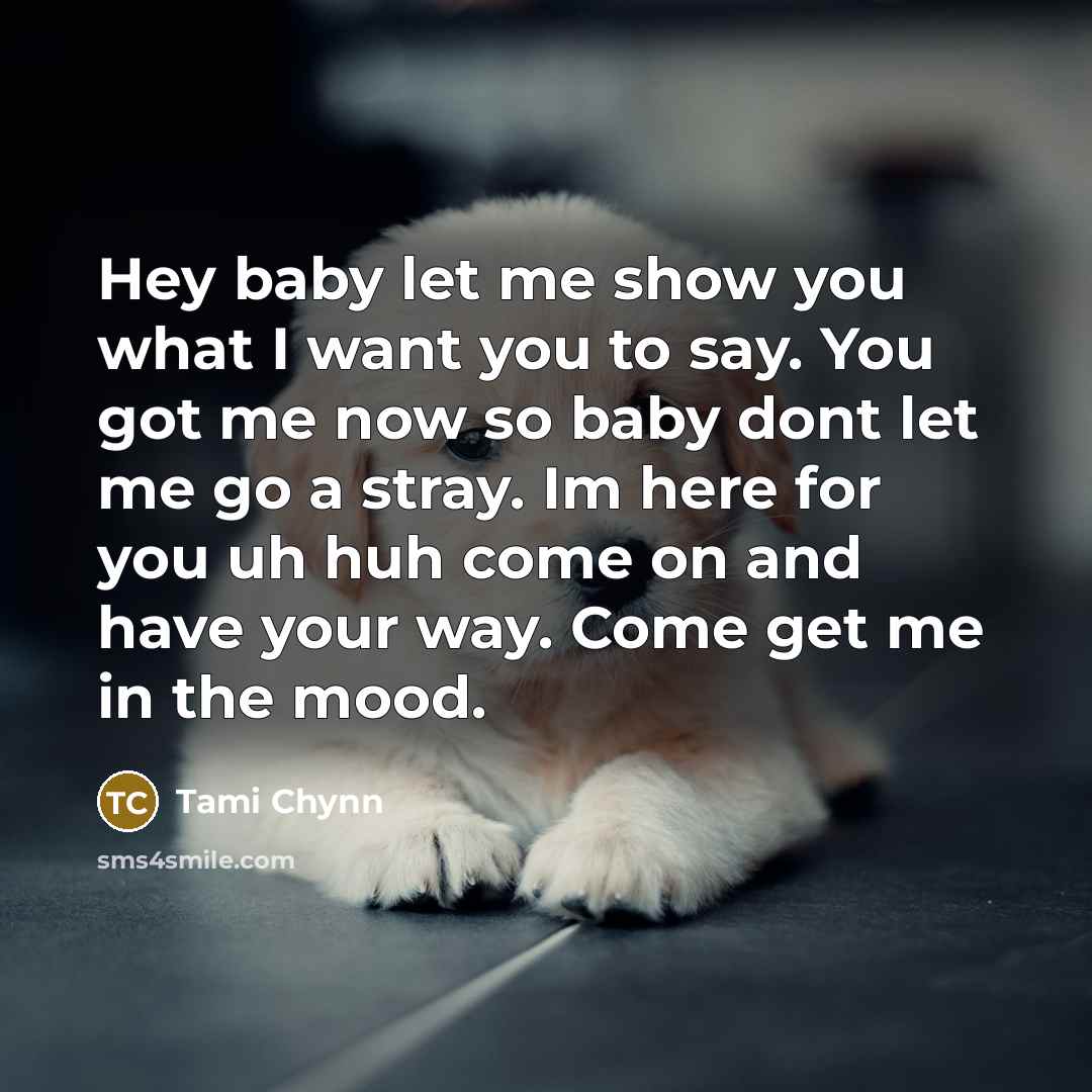 “Hey baby let me show you what I want you…” quote by Tami Chynn
