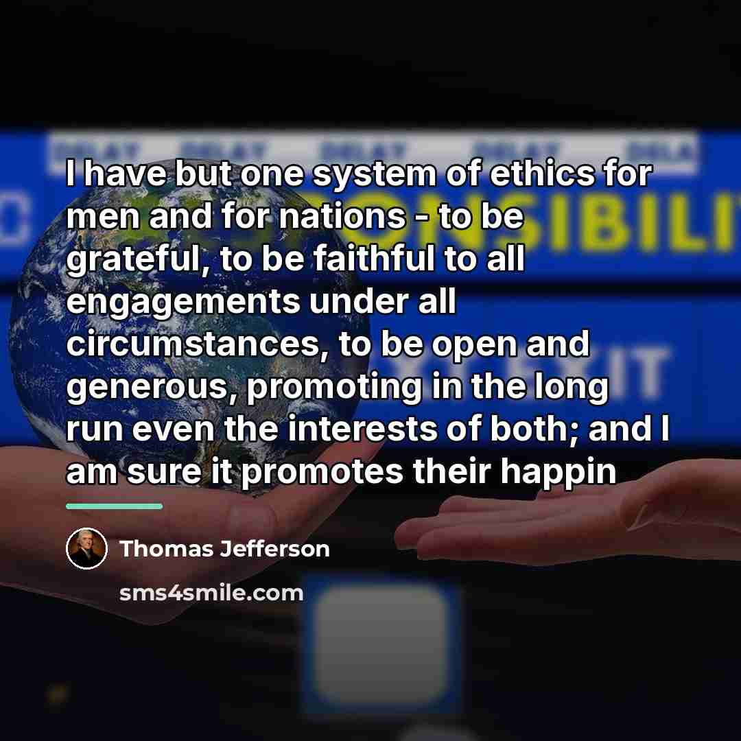“I have but one system of ethics for men and…” quote by Thomas Jefferson