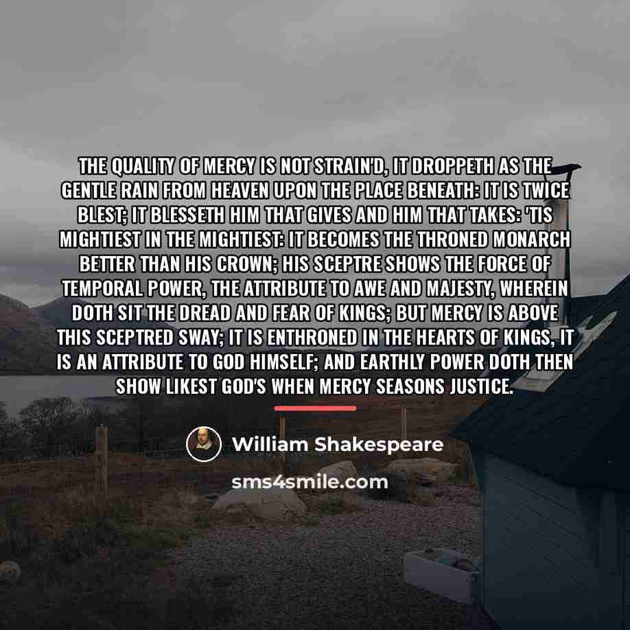 “The quality of mercy is not strain'd, It droppeth as…” quote by William Shakespeare