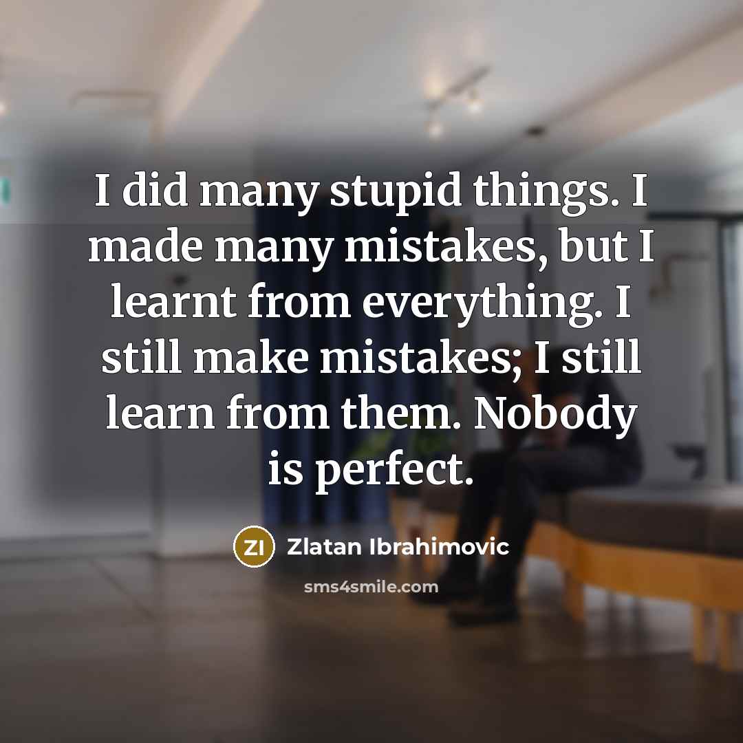 “I did many stupid things. I made many mistakes, but…” quote by Zlatan Ibrahimovic