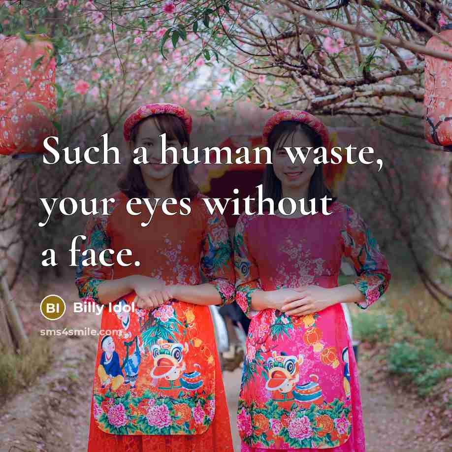 “Such a human waste, your eyes without a face.…” quote by Billy Idol