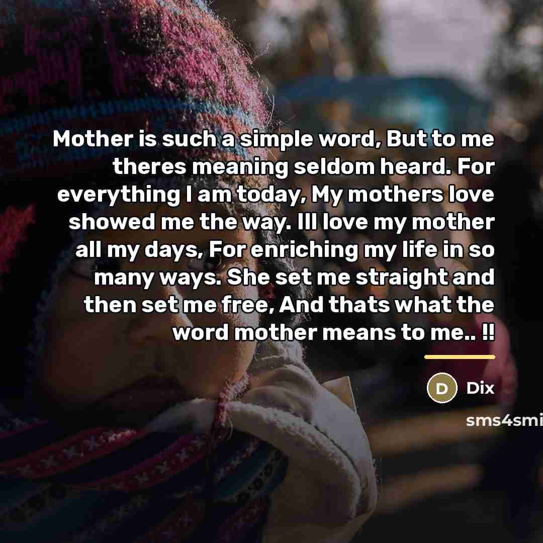 “Mother is such a simple word, But to me theres…” quote by Dix