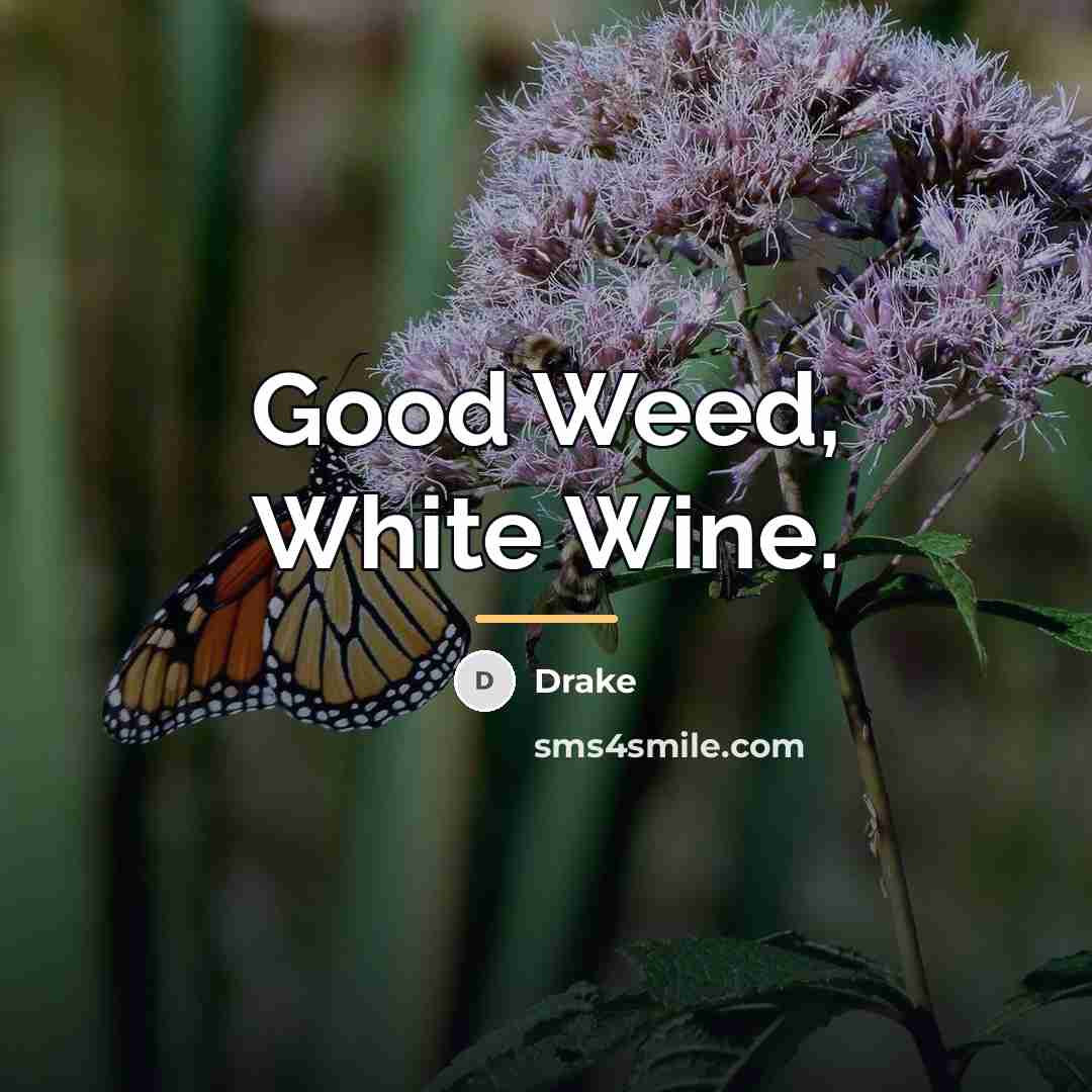 “Good Weed, White Wine.…” quote by Drake