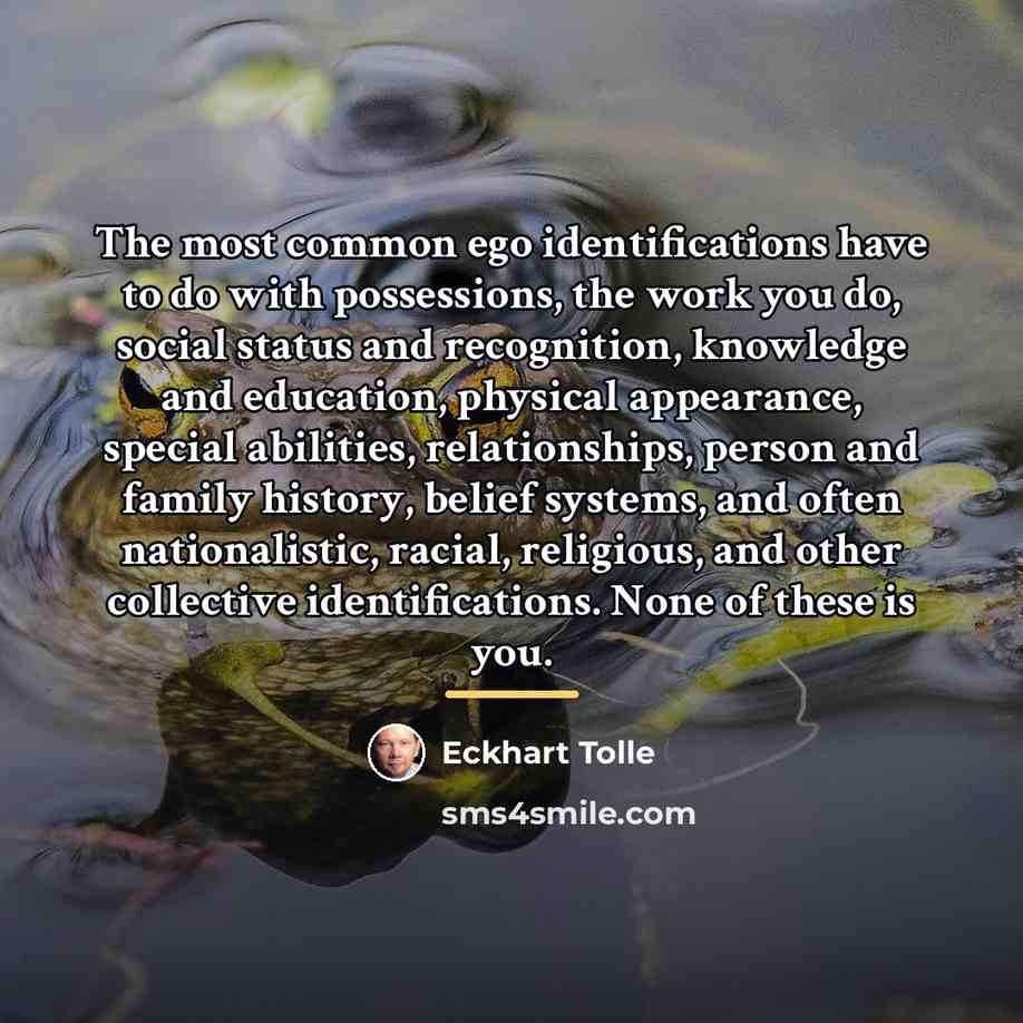 “The most common ego identifications have to do with possessions,…” quote by Eckhart Tolle