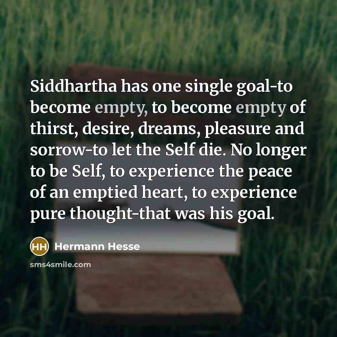 “Siddhartha has one single goal-to become empty, to become empty…” quote by Hermann Hesse