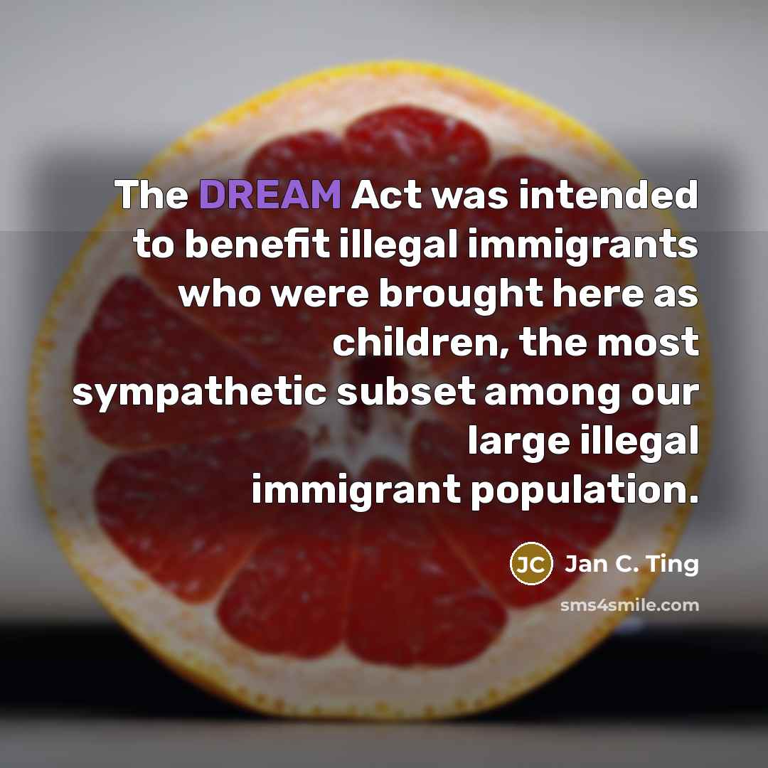 “The DREAM Act was intended to benefit illegal immigrants who…” quote by Jan C. Ting