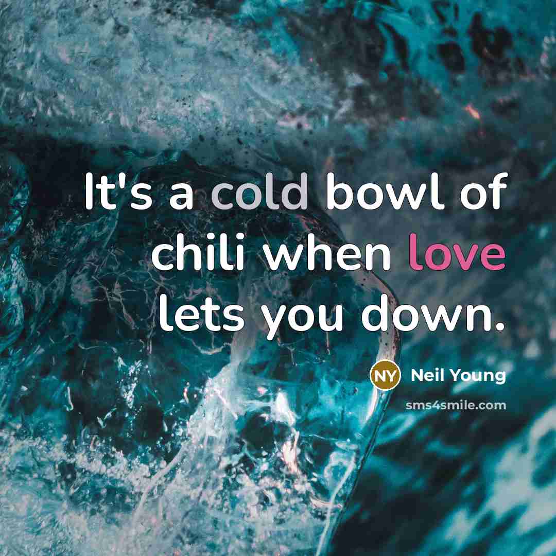 “It's a cold bowl of chili when love lets you…” quote by Neil Young