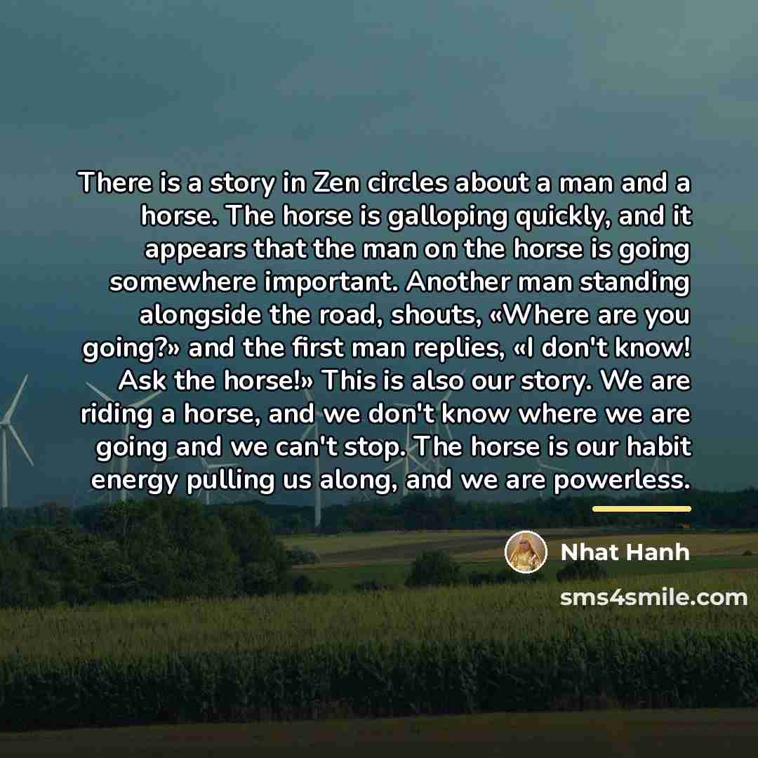 “There is a story in Zen circles about a man…” quote by Nhat Hanh
