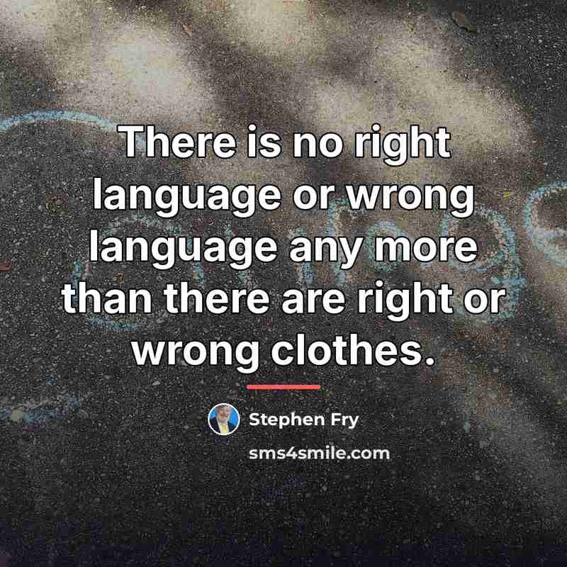 “There is no right language or wrong language any more…” quote by Stephen Fry