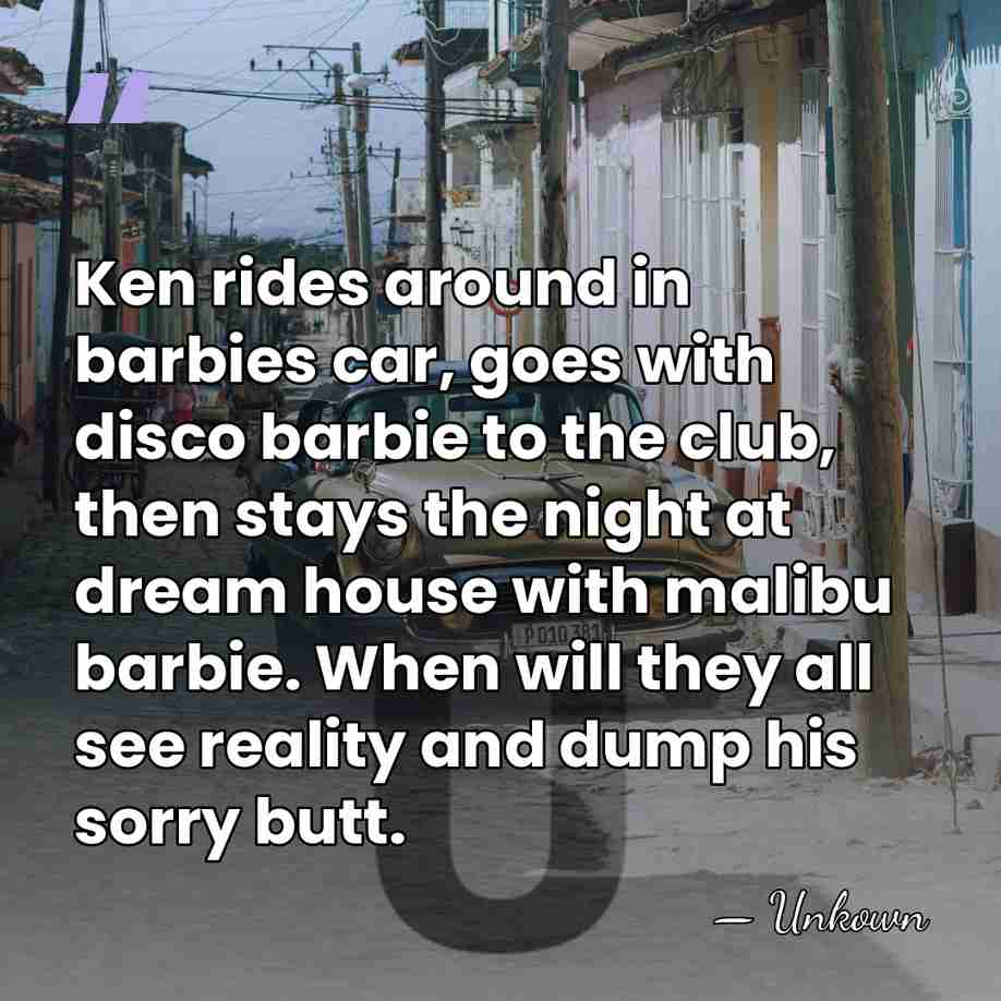 Ken rides around in barbies car, goes with disco barbie to the&hellip; - Unkown