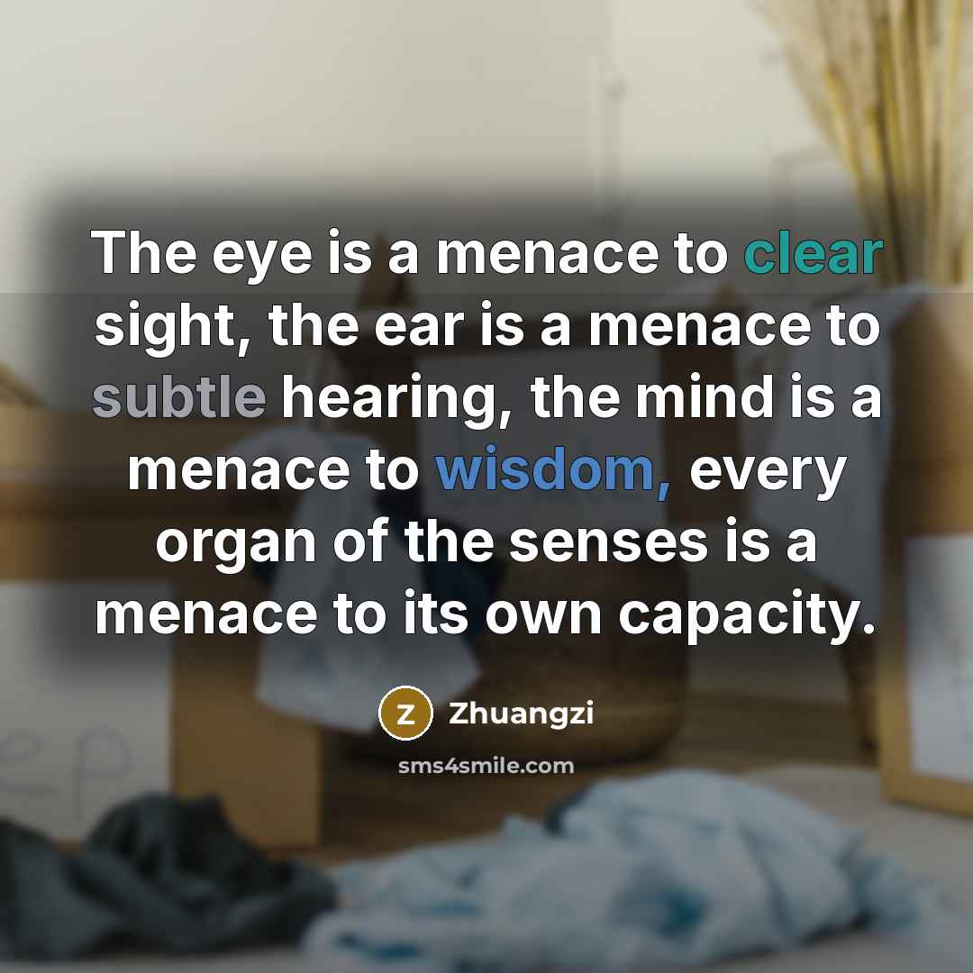 “The eye is a menace to clear sight, the ear…” quote by Zhuangzi