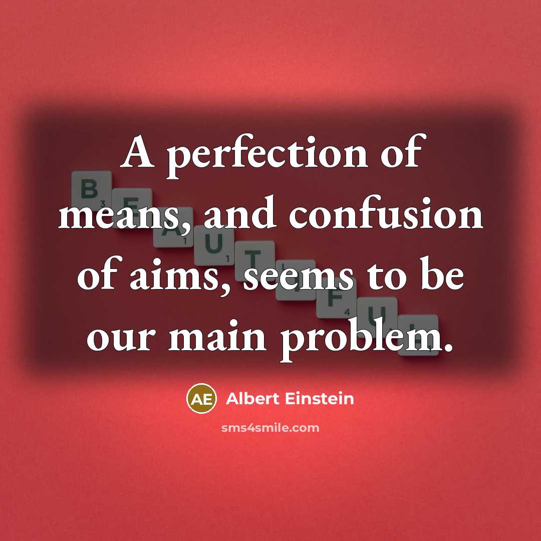 “A perfection of means, and confusion of aims, seems to be our main problem.” quote by Albert Einstein