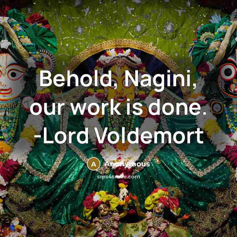 “Behold, Nagini, our work is done. -Lord Voldemort” quote by Anonymous