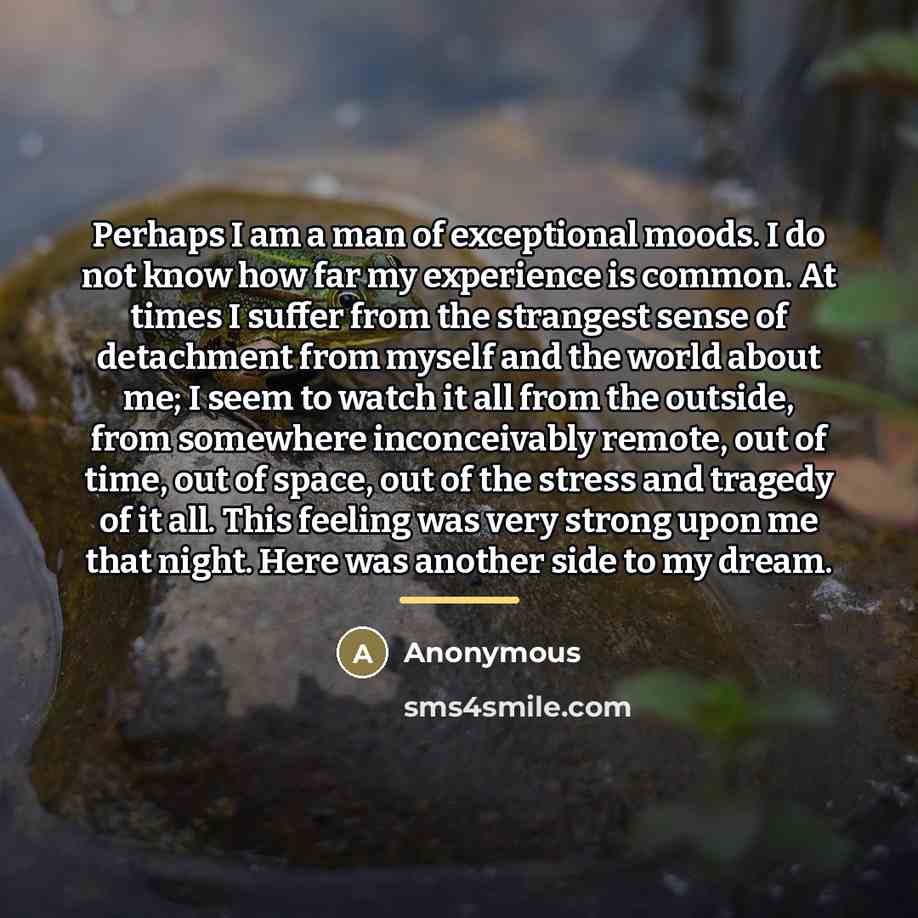 “Perhaps I am a man of exceptional moods. I do…” quote by Anonymous