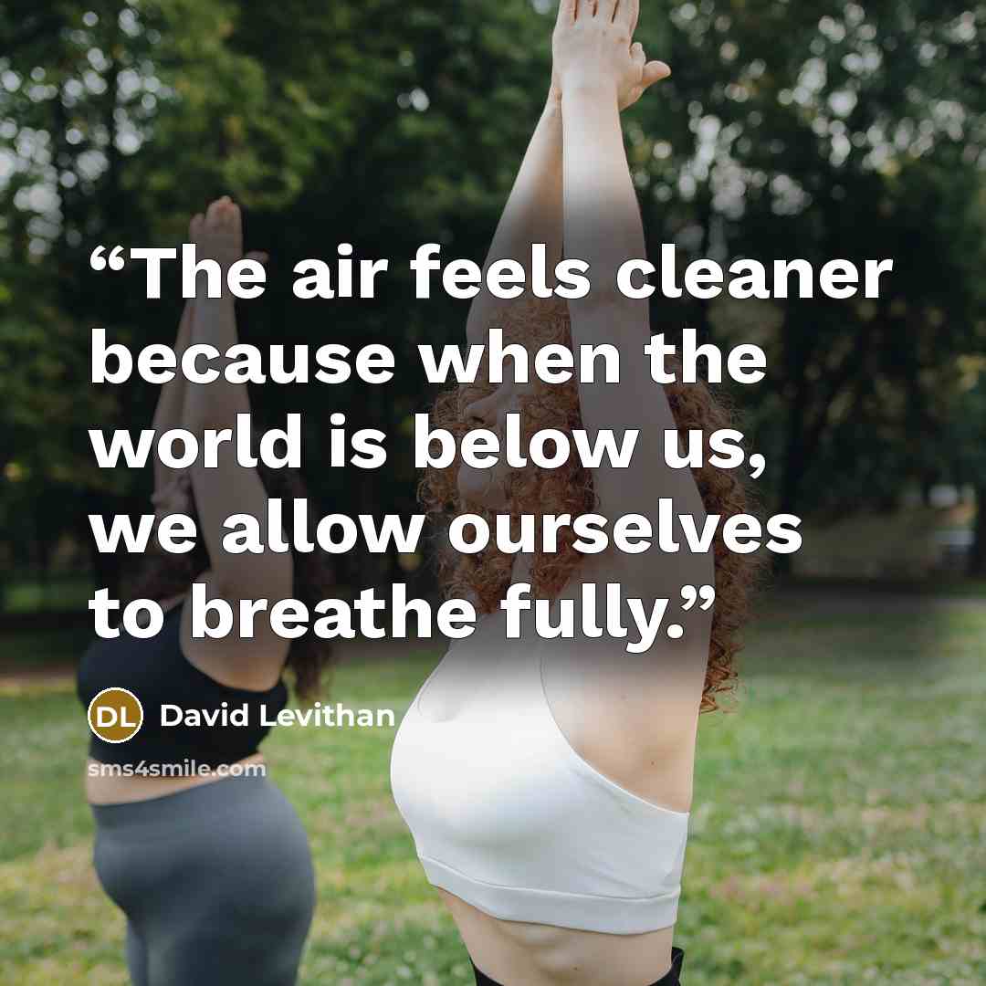 “The air feels cleaner because when the world is below us, we allow ourselves to breathe fully.” quote by David Levithan