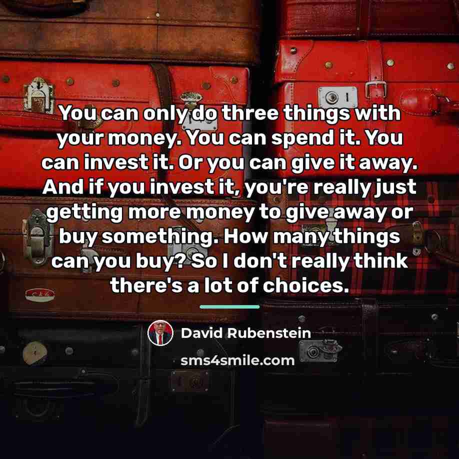 “You can only do three things with your money. You…” quote by David Rubenstein
