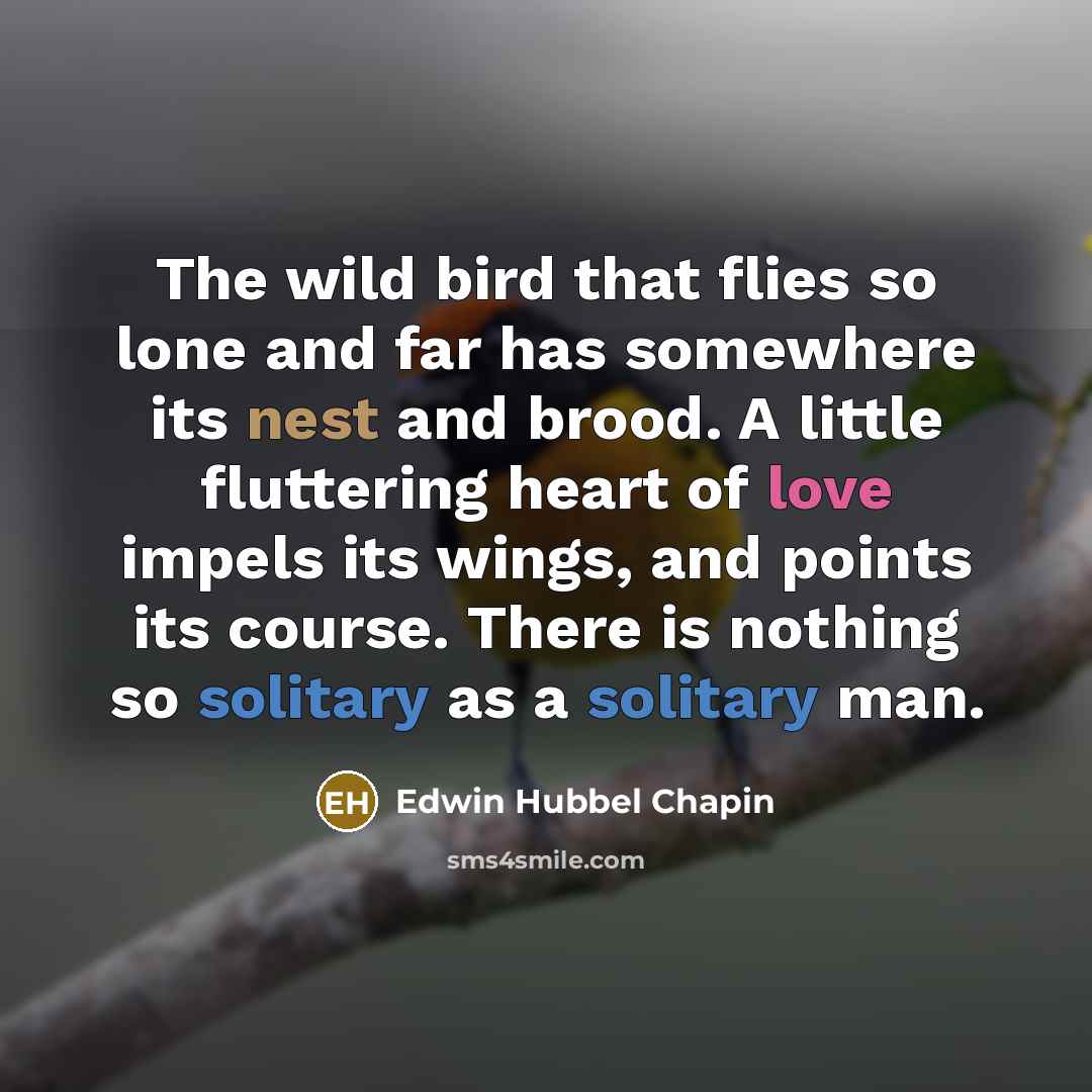 “The wild bird that flies so lone and far has…” quote by Edwin Hubbel Chapin