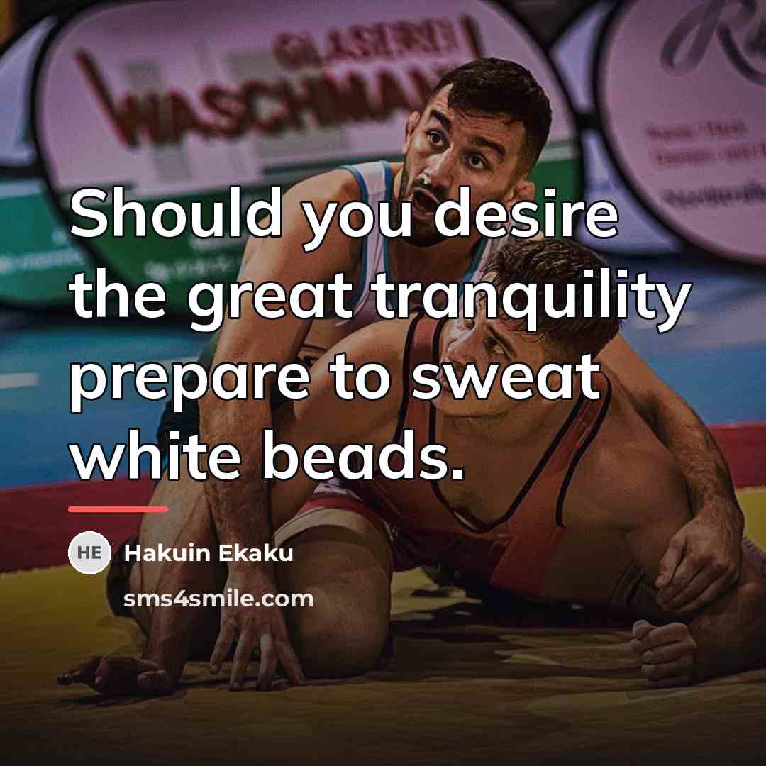“Should you desire the great tranquility prepare to sweat white…” quote by Hakuin Ekaku