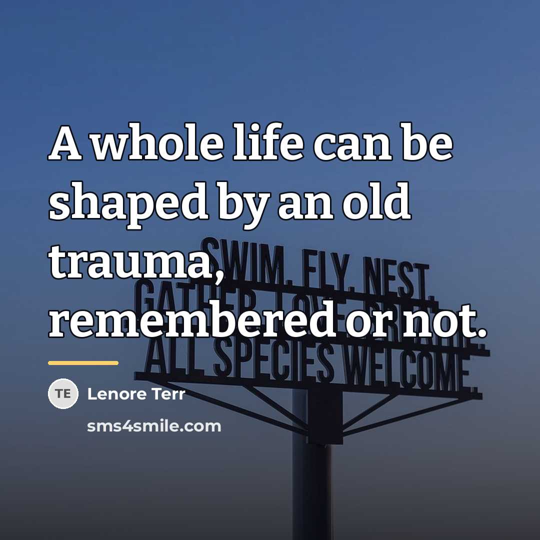 “A whole life can be shaped by an old trauma,…” quote by Lenore Terr
