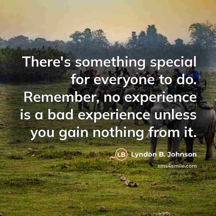 “There's something special for everyone to do. Remember, no experience…” quote by Lyndon B. Johnson