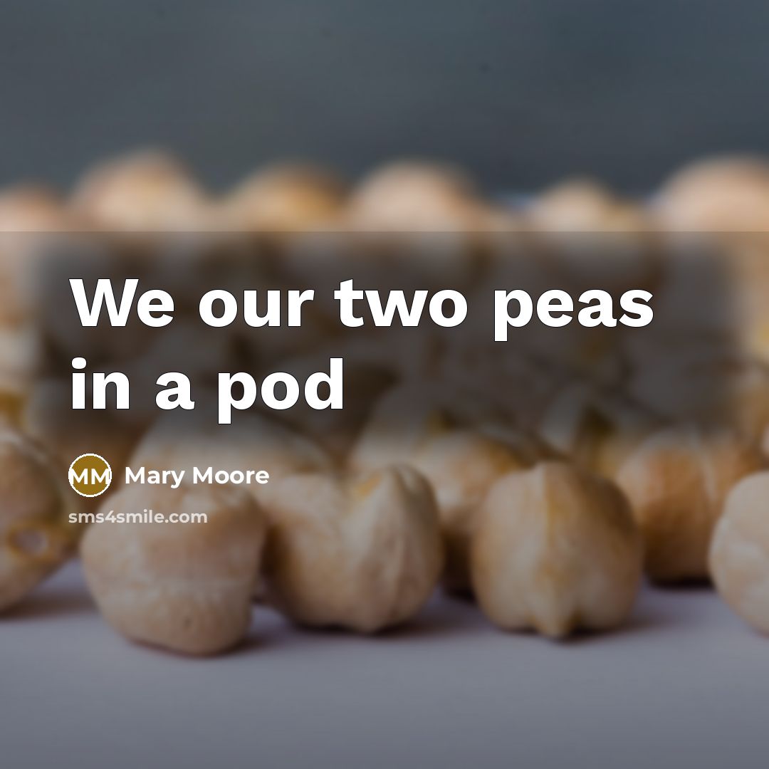 “We our two peas in a pod” quote by Mary Moore
