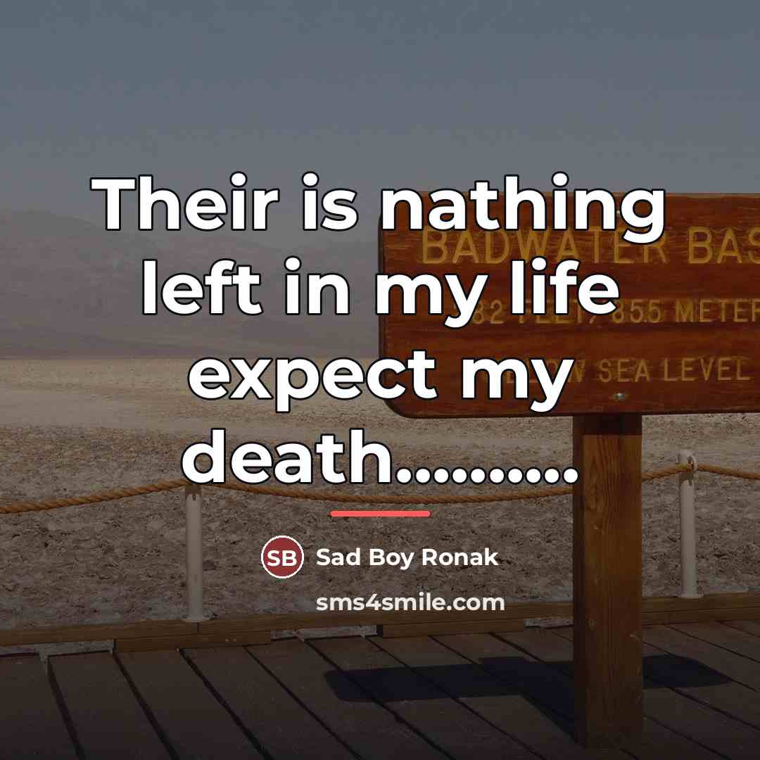 “Their is nathing left in my life expect my death..........…” quote by Sad Boy Ronak