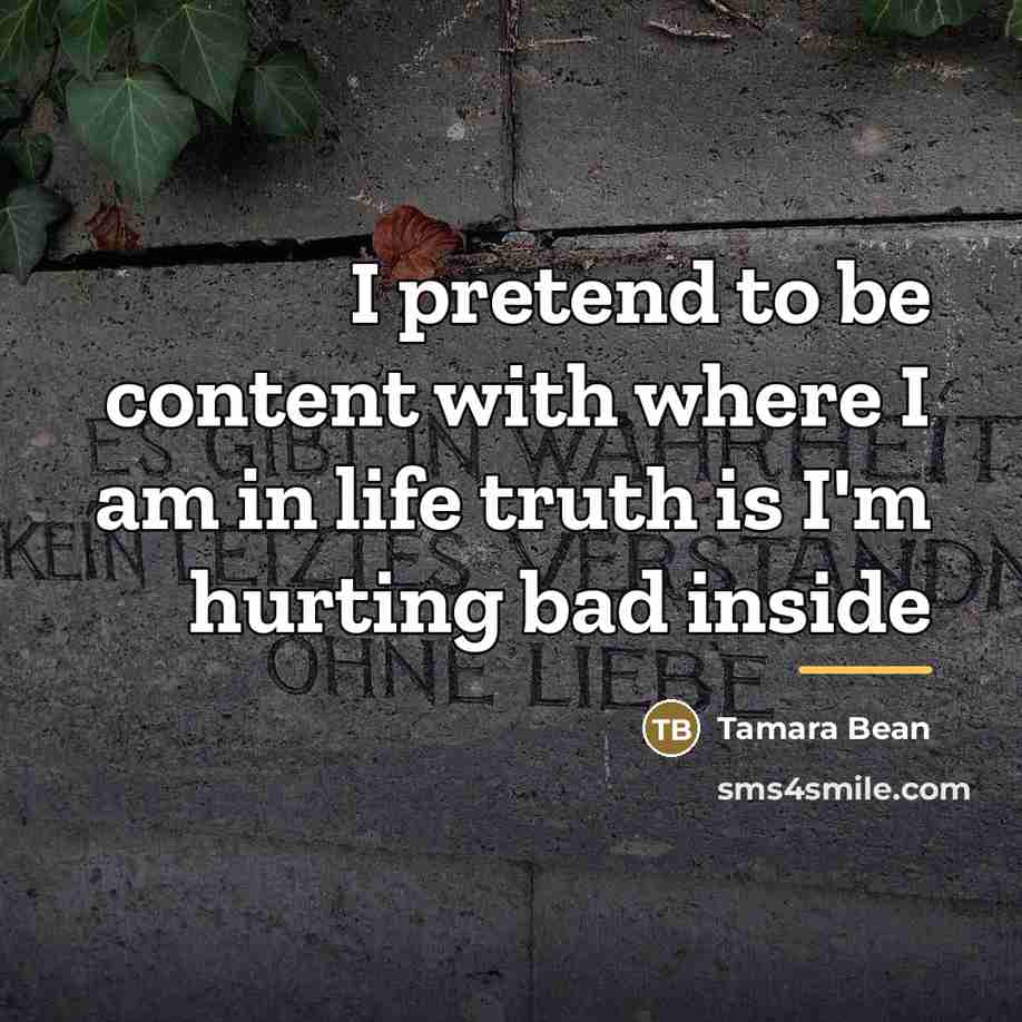 “I pretend to be content with where I am in…” quote by Tamara Bean