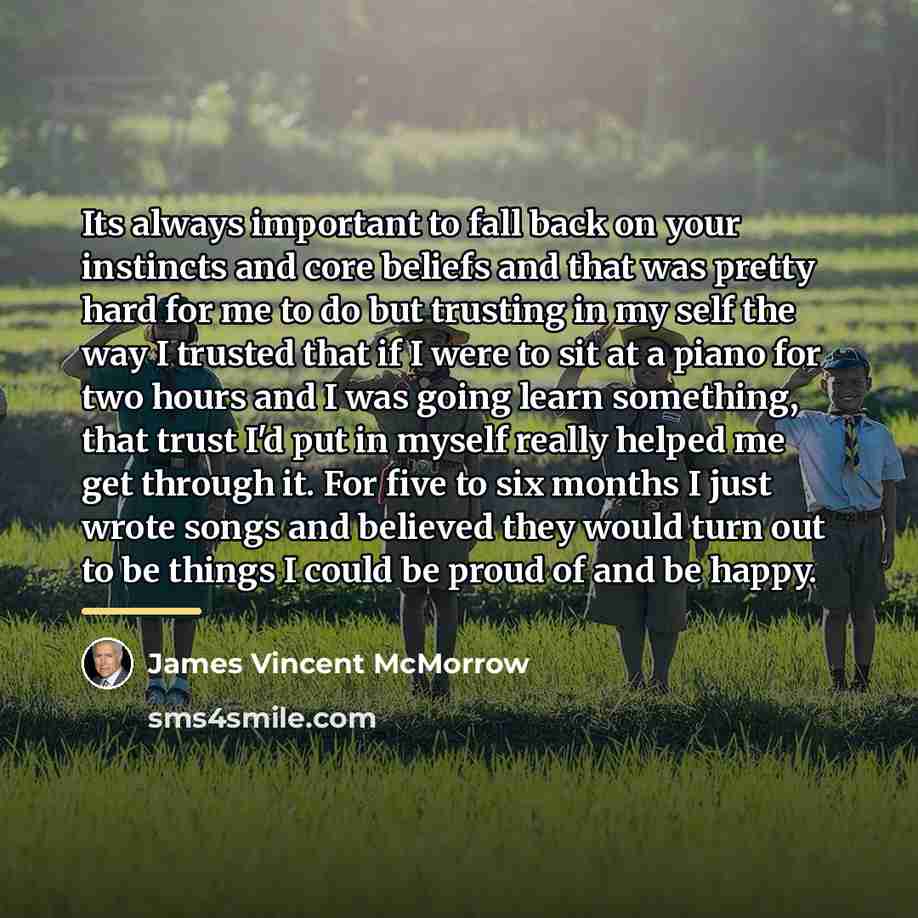 “Its always important to fall back on your instincts and…” quote by James Vincent McMorrow