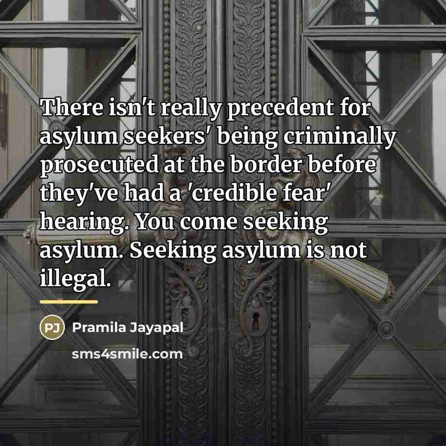 “There isn't really precedent for asylum seekers' being criminally prosecuted…” quote by Pramila Jayapal
