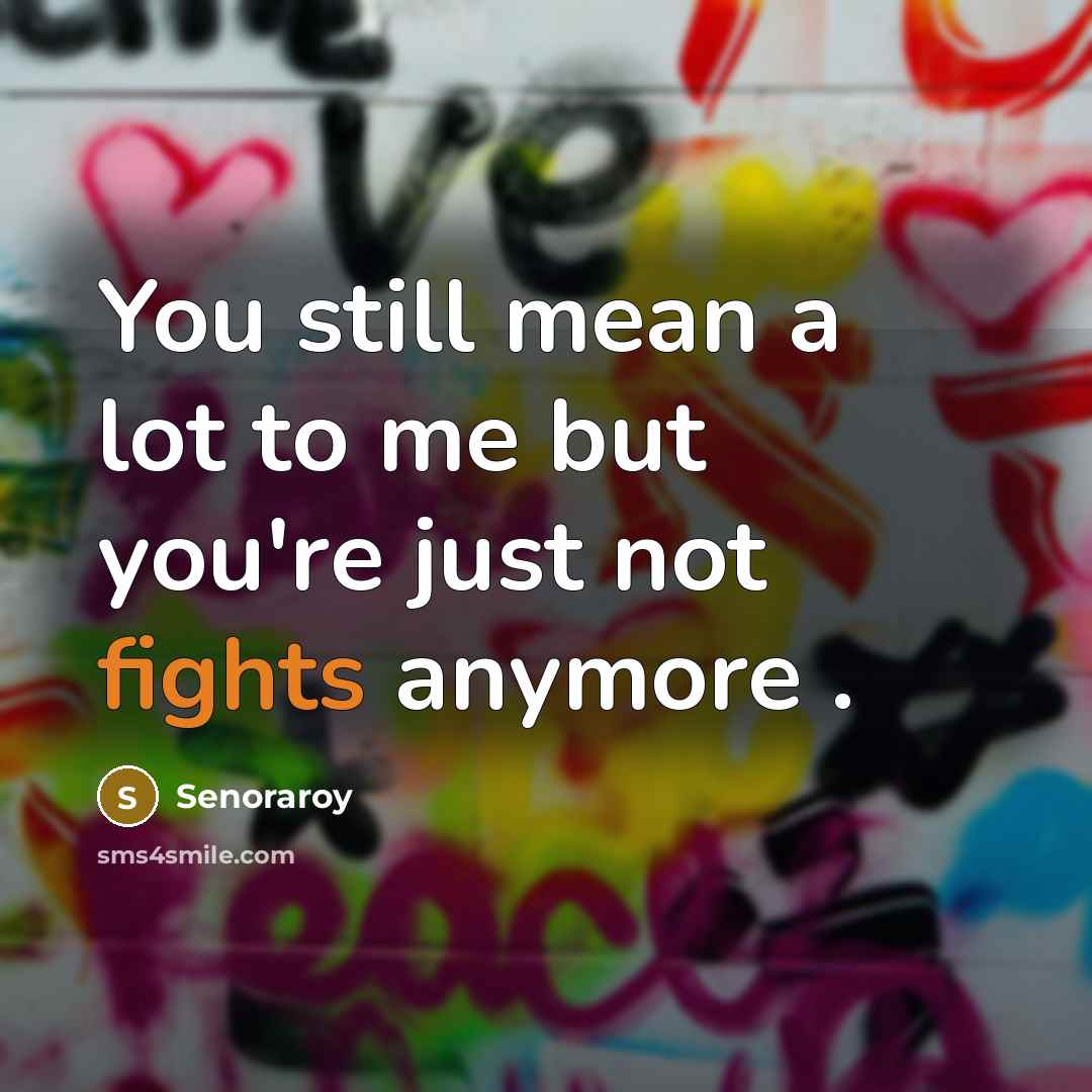 “You still mean a lot to me but you're just not fights anymore .” quote by Senoraroy