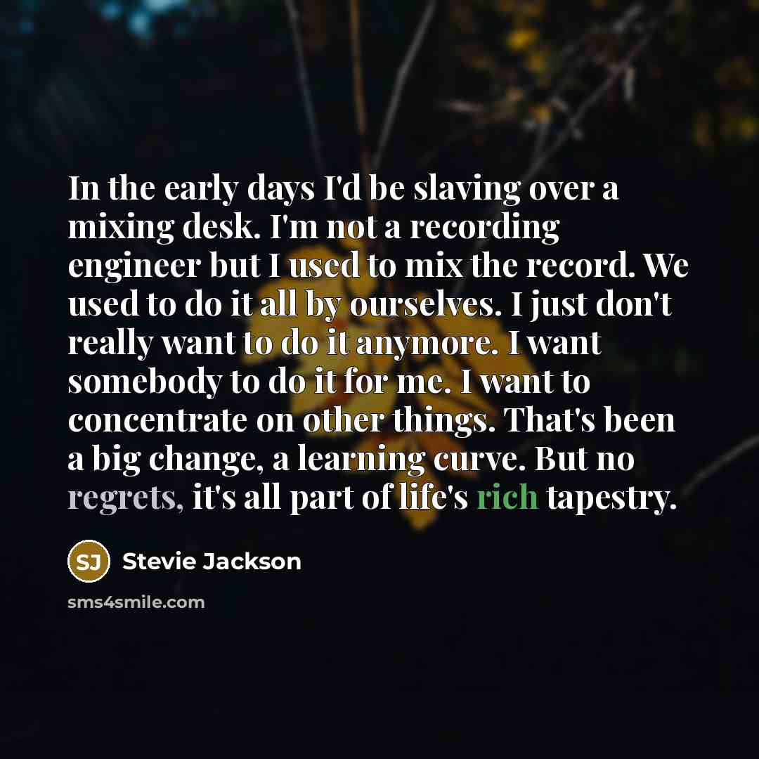 “In the early days I'd be slaving over a mixing…” quote by Stevie Jackson