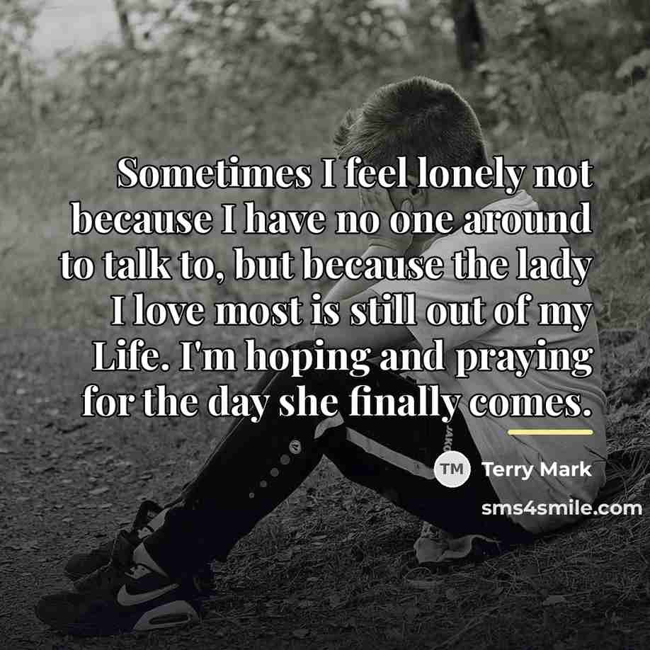 “Sometimes I feel lonely not because I have no one…” quote by Terry Mark