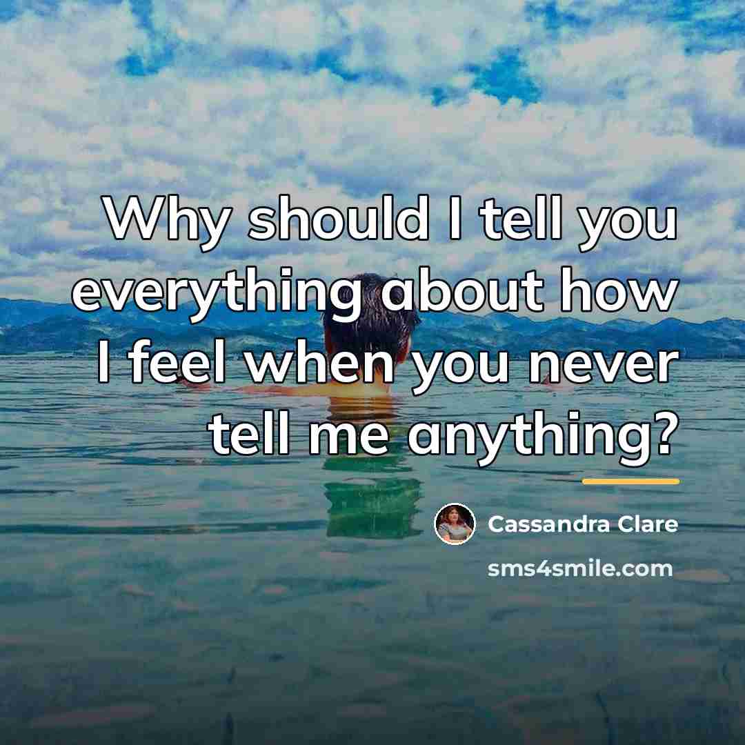 “Why should I tell you everything about how I feel…” quote by Cassandra Clare