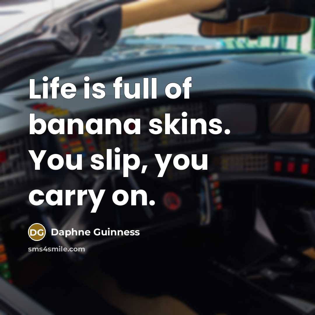 “Life is full of banana skins. You slip, you carry on.” quote by Daphne Guinness